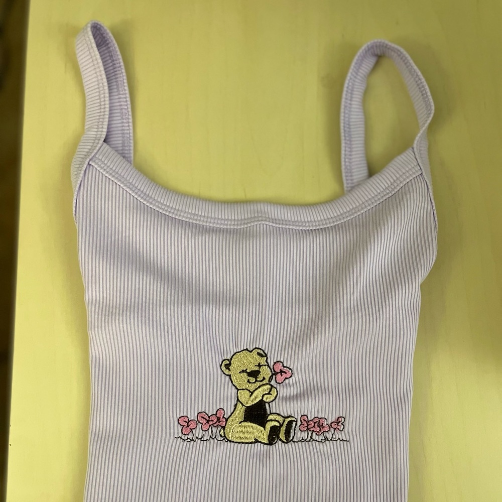 Purple embroidered tank top